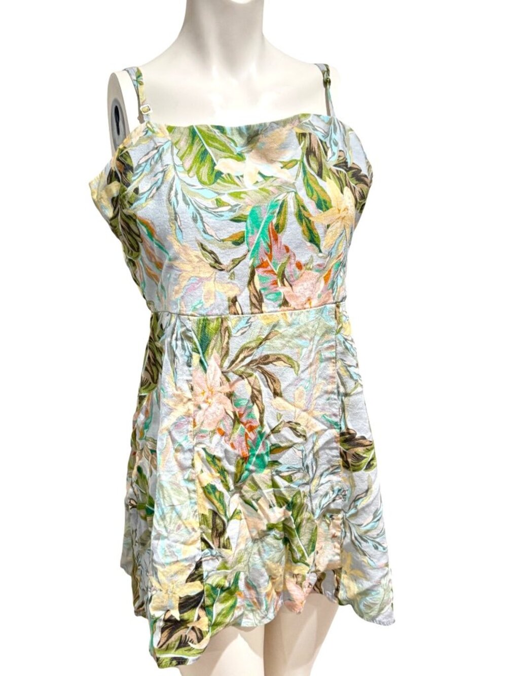 Show Me Your MUMU Lauren Tie Mini Tropical Summer Beach Dress XL
